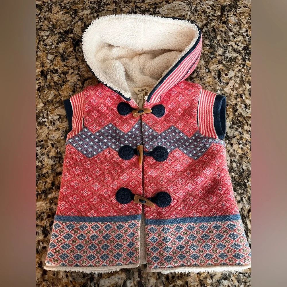 Matilda Jane Vest Warm‎ Hugs Knitted Sherpa Vest Size 4 Adorable and Warm Girls